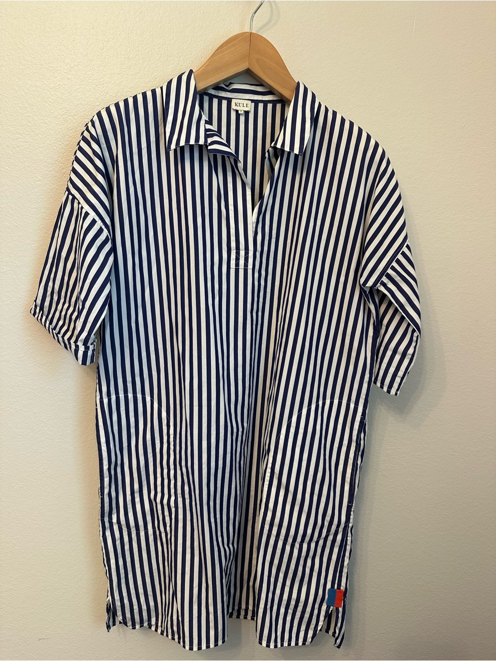 KULE The Izzy Navy & White Striped Short-Sleeve Shirt Dress